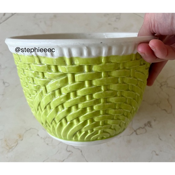 Haeger USA Off White and Green Ceramic Flower Planter Pot - Picture 3 of 5